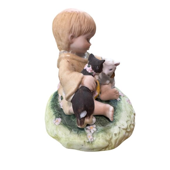 Little Francis Schmid Figurine Peace Prayer Collection 1992 Boy With Dog, Bird & - Picture 10 of 13
